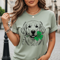Image 2 of Cute Golden Retriever Shamrock Shirt Saint Patricks Day Gildan Softstyle Family Tee