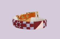 Image 4 of Quilted Dog Collar Sleeve with Leather Collar / Sawtooth Four Square Series