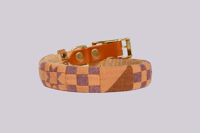 Image 2 of Quilted Dog Collar Sleeve with Leather Collar / Sawtooth Four Square Series