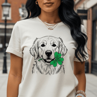 Image 5 of Cute Golden Retriever Shamrock Shirt Saint Patricks Day Gildan Softstyle Family Tee