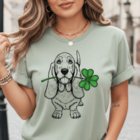 Image 2 of Funny Basset Hound Shamrock St. Patrick's Day Shirt Dog Lover Gift