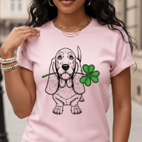 Image 3 of Funny Basset Hound Shamrock St. Patrick's Day Shirt Dog Lover Gift
