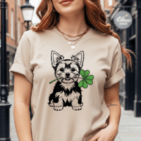 Image 2 of Cute Yorkshire Terrier Shamrock Irish Saint Patricks Day Gildan Modern Classic T-Shirt