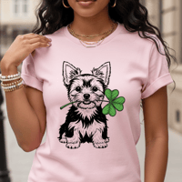 Image 4 of Cute Yorkshire Terrier Shamrock Irish Saint Patricks Day Gildan Modern Classic T-Shirt