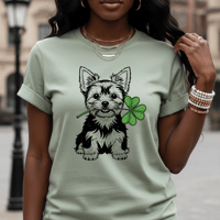Image 5 of Cute Yorkshire Terrier Shamrock Irish Saint Patricks Day Gildan Modern Classic T-Shirt