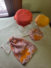 Image 2 of Pure Linen Jar Covers & Garlic Keeper Set in Earthy Sunshine