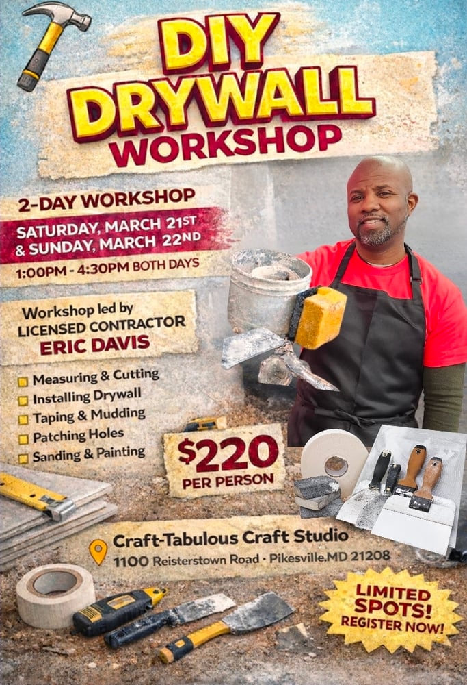 Image of DIY DRY WALL TWO- DAY WORKSHOP 