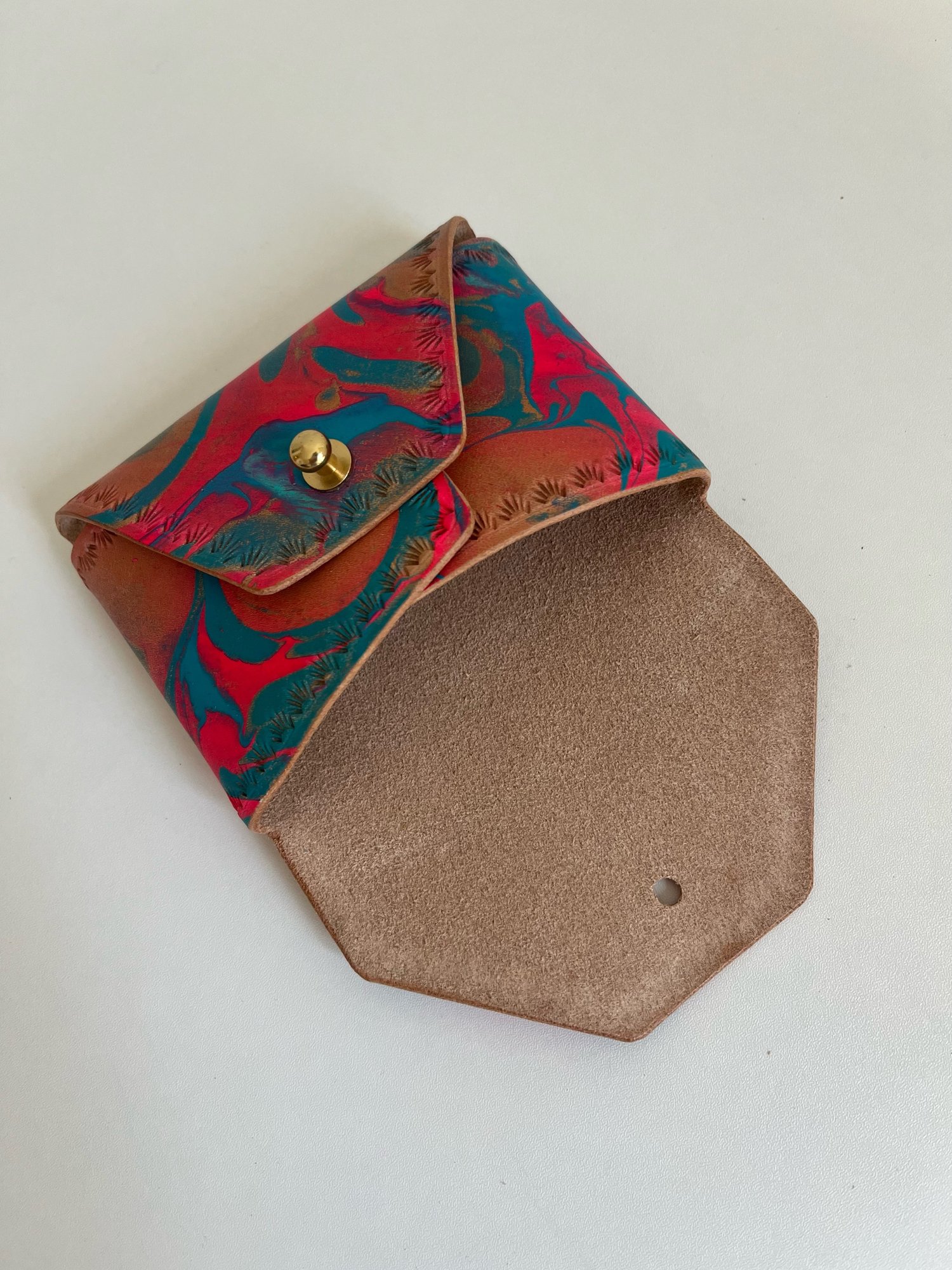Image of Hot Pink/Turquoise Marbled “No Stitch” Card Wallet 