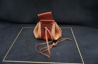Image 1 of Leather drawstring pouch, Coin bag, 