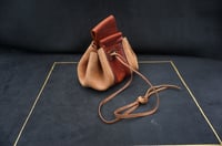 Image 2 of Leather drawstring pouch, Coin bag, 
