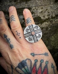 Image 4 of WL&A Handmade Walking Liberty Silver Half Dollar Old Style Crossroads Peyote Ring - Size 8.5