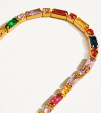 Image 2 of Rectangular 18K Gold Multicolor Cz Chain Bracelet