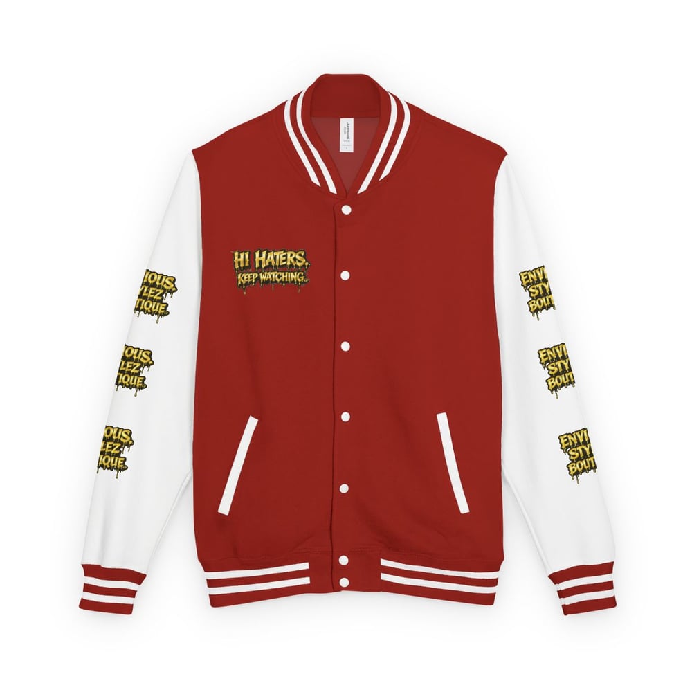 Image of Unisex Letterman Jacket — "Bye Haters, Don't Believe Me? Just Watch" Varsity Jacket