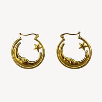 Image 1 of Moon Star 18K Gold Plated S.Steel Hoop Earrings