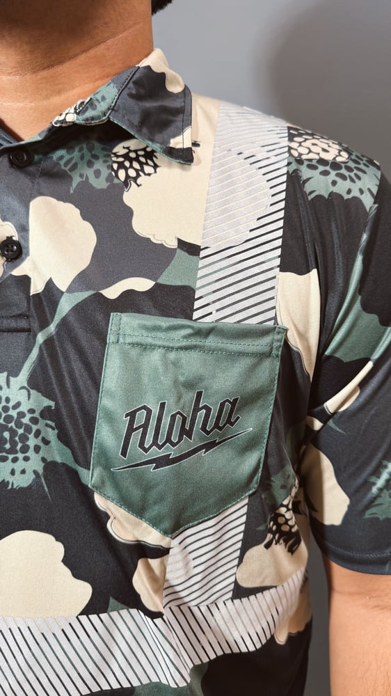 Image of HANA GREEN CAMO  MEN'S DRI FIT POLO SHIRT