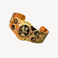 Image 1 of Vintage Resin Gold Foil 18K Golden Stainless Steel Adjustable Cuff