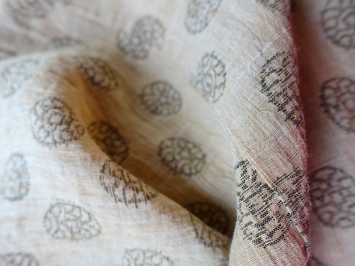 Image of Hampkimono dame - naturmateriale - håndvævet m indvævet matsu mønster