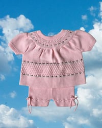 Image 1 of Vintage Floral Pink Knit Short Set-18m