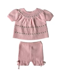 Image 2 of Vintage Floral Pink Knit Short Set-18m
