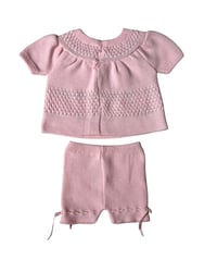 Image 3 of Vintage Floral Pink Knit Short Set-18m