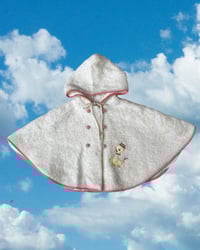 Image 1 of Vintage Hooded White Fleece Duck Poncho-80cm