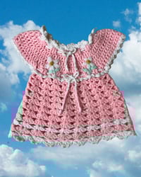 Image 1 of Handmade Crochet Pink Daisy Dress