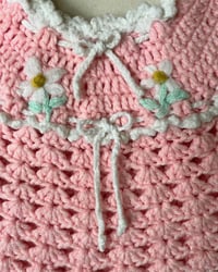 Image 3 of Handmade Crochet Pink Daisy Dress