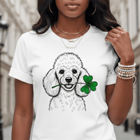 Image 1 of Poodle Shamrock Saint Patrick's Day T-Shirt Funny Irish Dog Tee