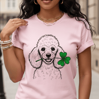 Image 3 of Poodle Shamrock Saint Patrick's Day T-Shirt Funny Irish Dog Tee
