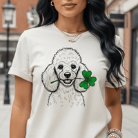 Image 4 of Poodle Shamrock Saint Patrick's Day T-Shirt Funny Irish Dog Tee