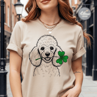 Image 5 of Poodle Shamrock Saint Patrick's Day T-Shirt Funny Irish Dog Tee
