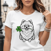Image 1 of Funny Pomeranian Shamrock St Patrick's Day T-Shirt Dog Lover Gift