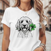Image 1 of Funny Golden Doodle Shamrock Saint Patrick's Day T-Shirt Dog Lover Gift