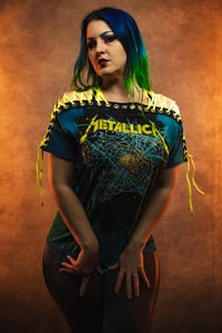 Image 1 of Medium Metallica Lace Up Tie Dye Tee