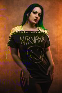 Image 1 of Medium Nirvana Lace Up Tie Dye Tee