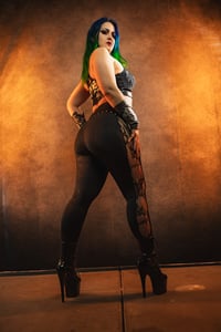 Image 9 of Medium Black Leopard Print and Lace Leggings