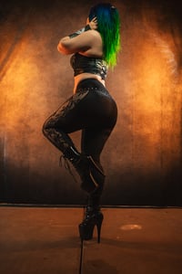 Image 5 of Medium Black Leopard Print and Lace Leggings