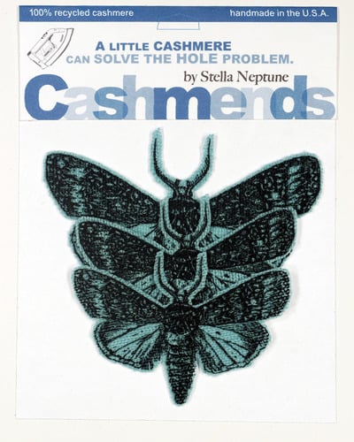 Image of Iron-on Cashmere Moths - Aqua Blue