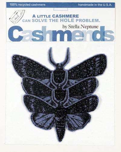 Image of Iron-on Cashmere Moths -  Dark Heather Blue