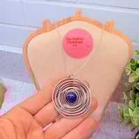 Image 2 of Blue Cornflower Skinny Spiral Pendant