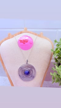 Image 1 of Blue Cornflower Skinny Spiral Pendant