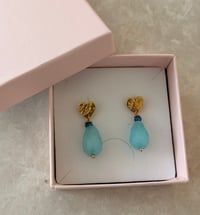 Image 1 of Ann Wei Design – Aqua Heart Drop Earrings