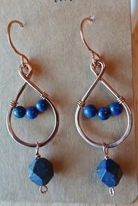 Image 1 of Brillant Blue Lapis Lazuli Copper Dangle Earrings💙