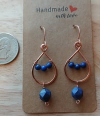 Image 3 of Brillant Blue Lapis Lazuli Copper Dangle Earrings💙