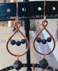 Image 4 of Brillant Blue Lapis Lazuli Copper Dangle Earrings💙
