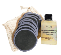 Nettoyant végane Huile-en-Gel & ensemble de 12 cotons démaquillants