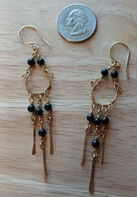 Image 2 of Black Onyx Brass Chandelier Earrings🖤