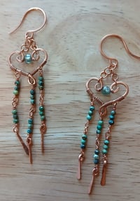 Image 1 of Adorable Turquoise Copper Chandelier Earrings🩵
