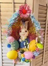 Vintage Made in Germany Egg Bunny Diorama Easter Spring Wreath