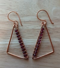 Image 1 of Triangular Granet Copper Earring❤️